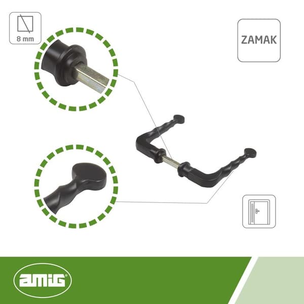 AMIG | Dubbel ställning 101SP | Zamak | Svart