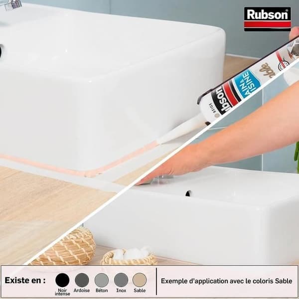 Mastic sanitet - RUBSON - 280 mL - Elastomer silikon - Mögelbeständig - Skiffer