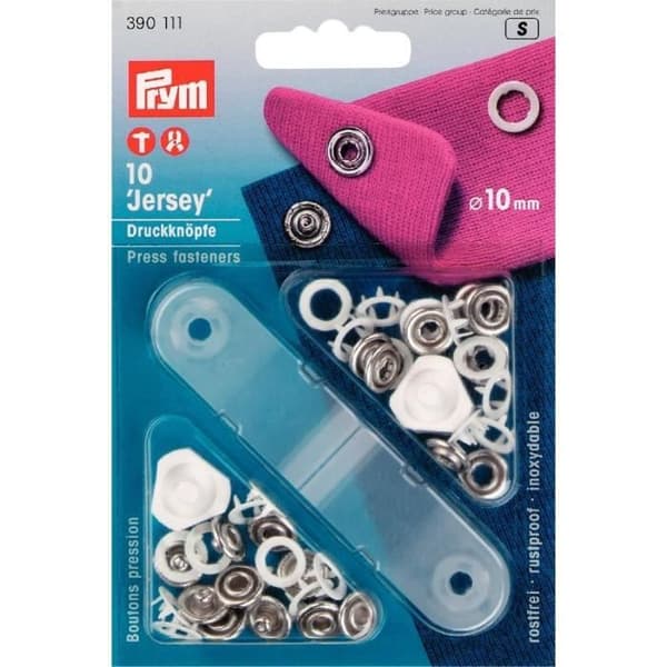 Tryckknappar - PRYM - Jersey - 10 mm - Rostfritt stål - Vit