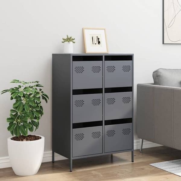 vidaXL Buffé hög antracit 68x39x101,5 cm stål 851222