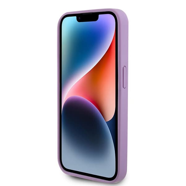 Guess läderfodral 4G präglad för iPhone 15 Pro Max - Ljuslila