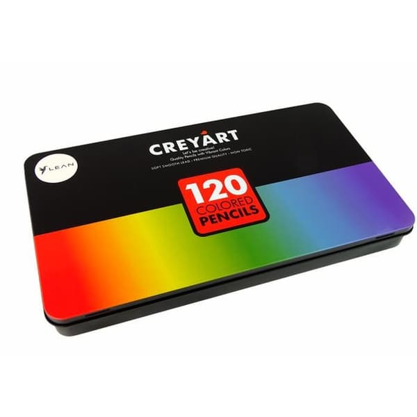 Set med 120 Konstfärger Metallbehållare