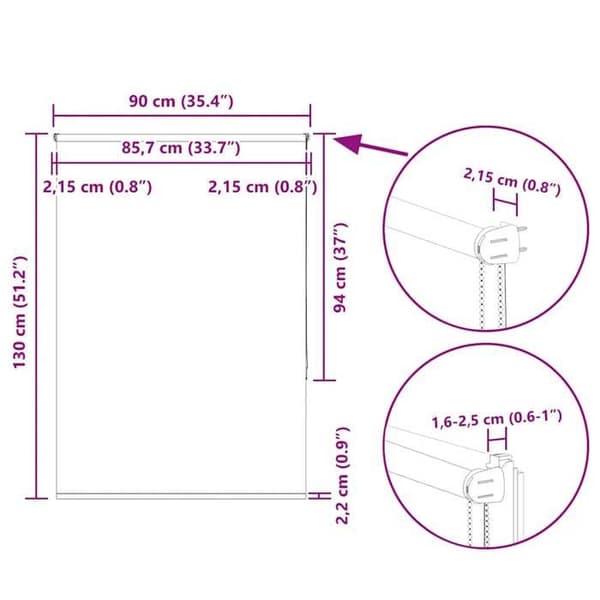 vidaXL Store för mörkläggning tygbredd 85,7 cm polyester 4010710