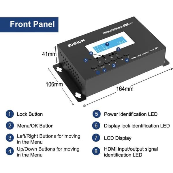 HDMI-modulator Edision 3in1 Pro - DVB-T, ISDB-T, DVB-C, Full HD
