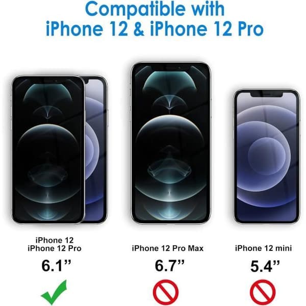 Skyddfilmer - JETech - iPhone 12/12 Pro - Härdat glas - Antispion - 2-pack