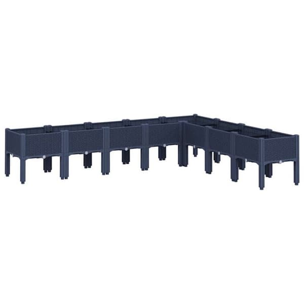 Planteringslåda - VIDAXL - 200x160x42 cm - Blågrå - Polypropylen - Rektangulär