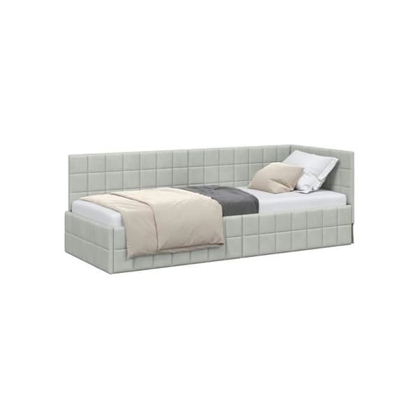 Vinkelsängram i sammet - vidaXL - 80x200 cm - Ljusgrå - Modern design - Mångsidig säng/soffa