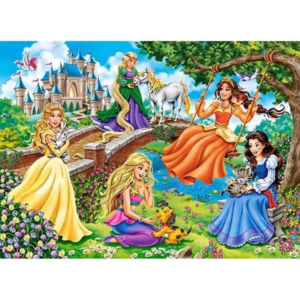 Pussel 70 bitar: Prinsessorna i trädgården