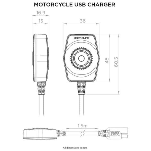 QUAD LOCK motorcykel USB laddare