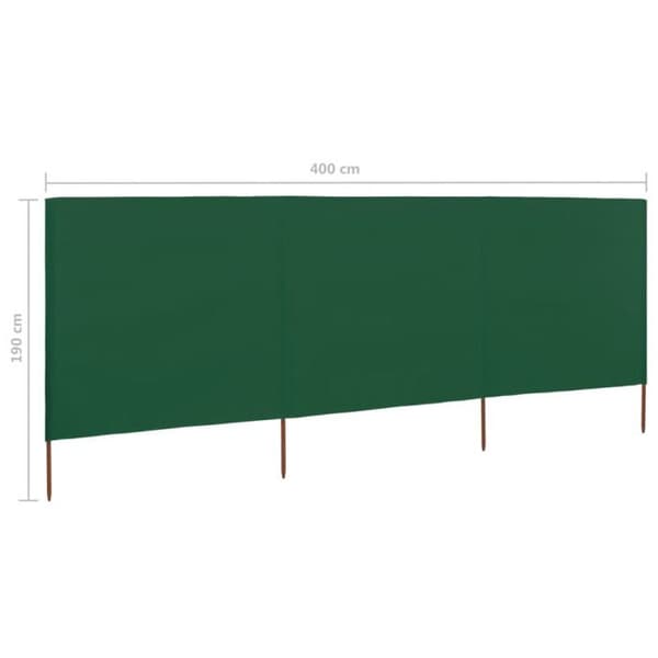 vidaXL 3-Panel Skärm Tyg 400 x 160 cm Grön