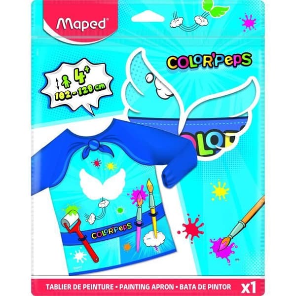 Color'Peps Förkläde - MAPED - 4 till 8 år - Långa polyesterärmar - Blå