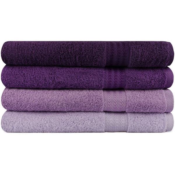 Set med 4 badhanddukar - 70 x 140 cm - Lila