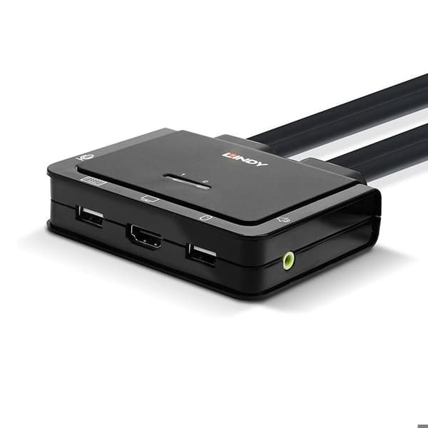 KVM-switch - Lindy - 2 portar - HDMI - USB 2.0 - 3.5 mm ljud