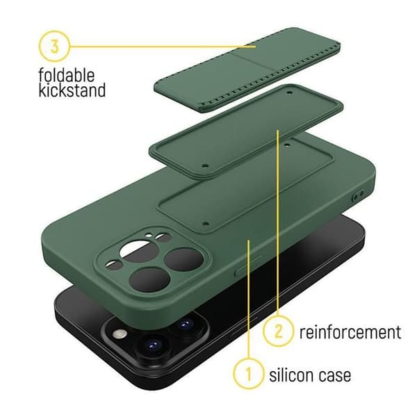 Gul silikonfodral med ställ för iPhone 12 Pro Max