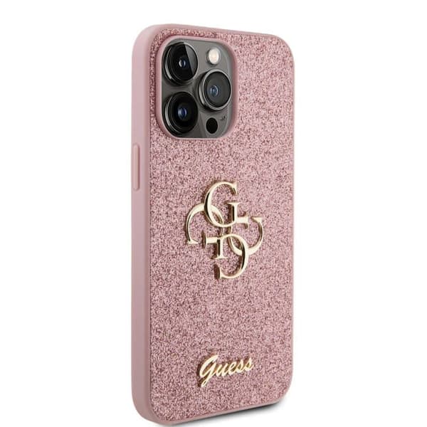 Coque för iPhone 15 Pro Max - Guess Glitter Script Big 4G (GUHCP15XHGG4SGP) - Rosé