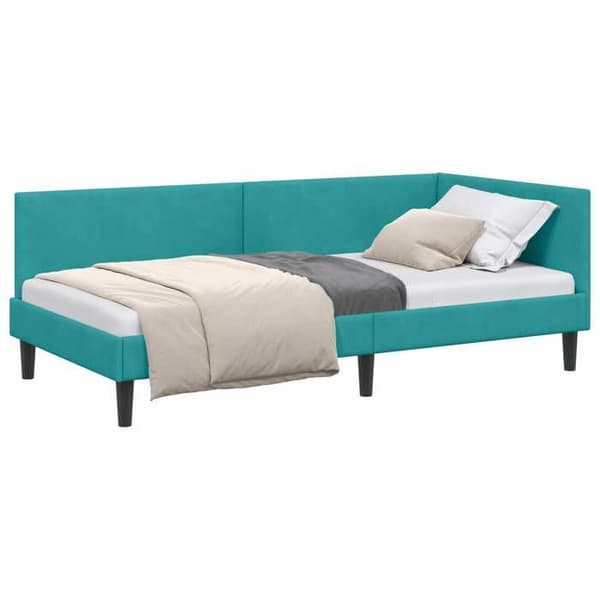 vidaXL Hörnsäng Turquoise 100 cm x 200 cm Sammet 42016244