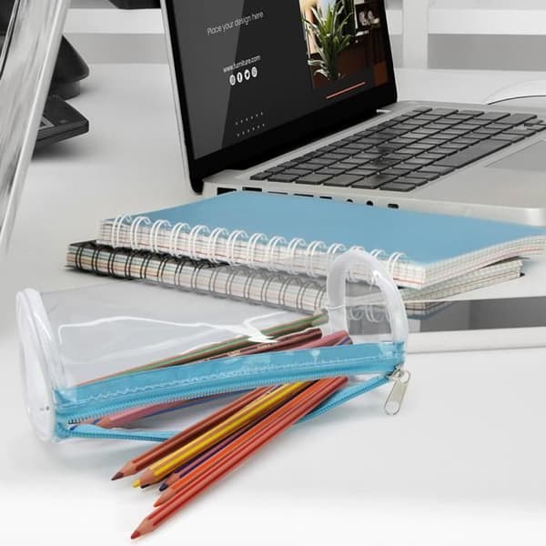 Pennfodral - WAYTEX - Transparent - Blixtlås - Längd 21 cm
