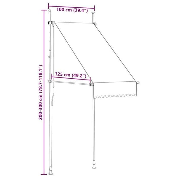 vidaXL Manuell infällbar markis 100 cm blå och vita ränder