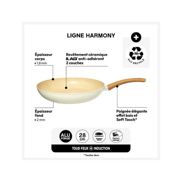 Stekpanna "Harmony" D28cm i smidd aluminium beige - 5 five simply smart