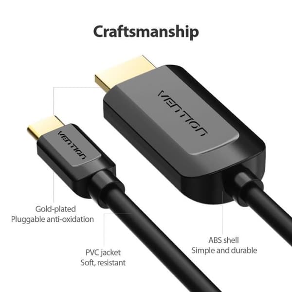 VENTION USB C Typ C till HDMI 4K Thunderbolt 3 Adapter för Huawei MacBook 1,5m
