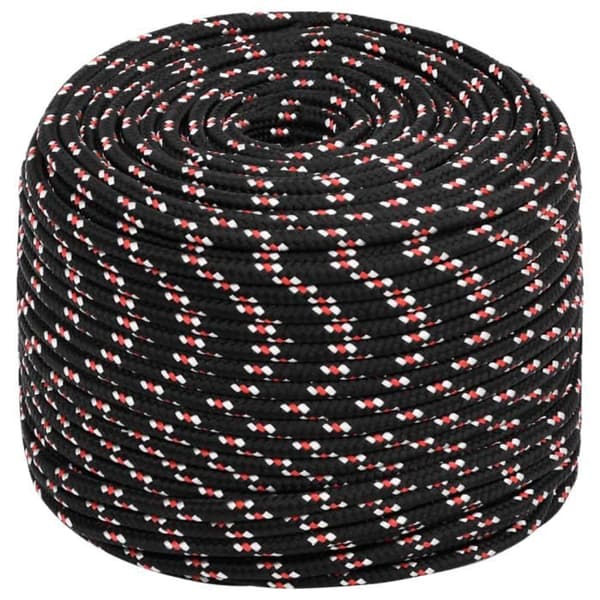 152342 vidaXL Båtrep Svart 8 mm 25 m Polypropen