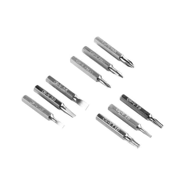 Precision Skruvmejsel Typ Penna - Kit med 9 Magnetiska Bitar - Krom Vanadium Stål