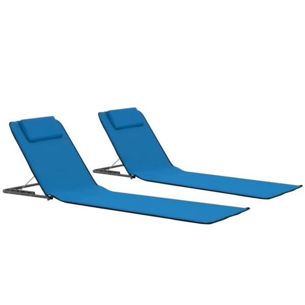 Set med 2 vikbara strandmattor - Blå - 160 x 53 x 47 cm