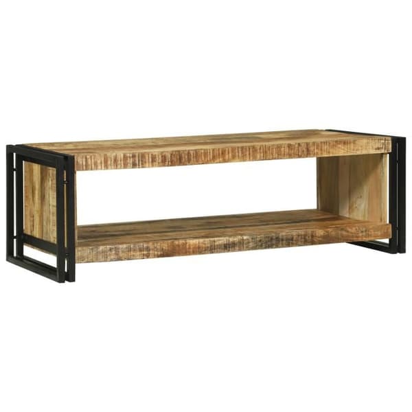 Sänkt Bord - Massivt Mangoträ - 120x50x38 cm - Rustik Finish - Rektangulär