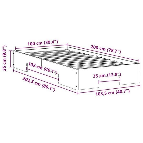 vidaXL Sängram Vit 100 x 200 cm 873044