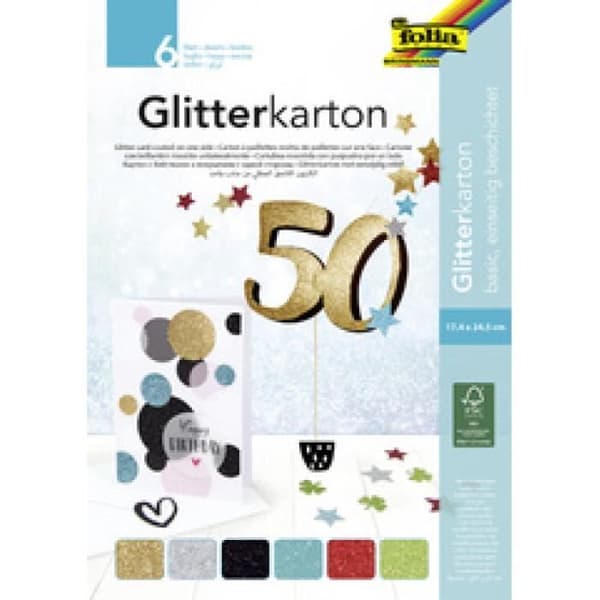 folia Kartongblock ... glitter "Basic", 170 x 245 mm 0,000000 Svart