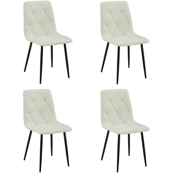 Stol - LEOBERT - LIBRA - beige tyg - svarta ben - set om 4