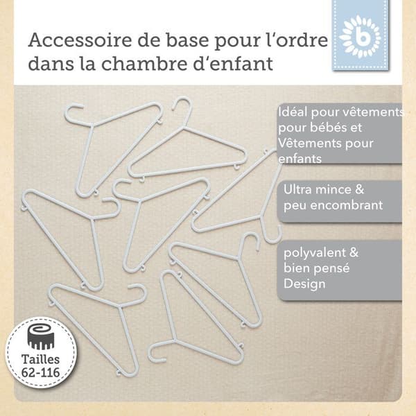 Cintres Barn - BIECO - Blå Is - 8-pack - Högkvalitativ plast - Längd 30 cm
