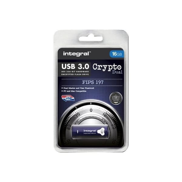 Integral Crypto Dual USB Key - 16 GB - USB 3.0 - Blå
