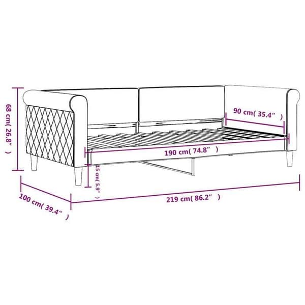 vidaXL Mörkgrå vilosäng 90x190 cm sammet 354258