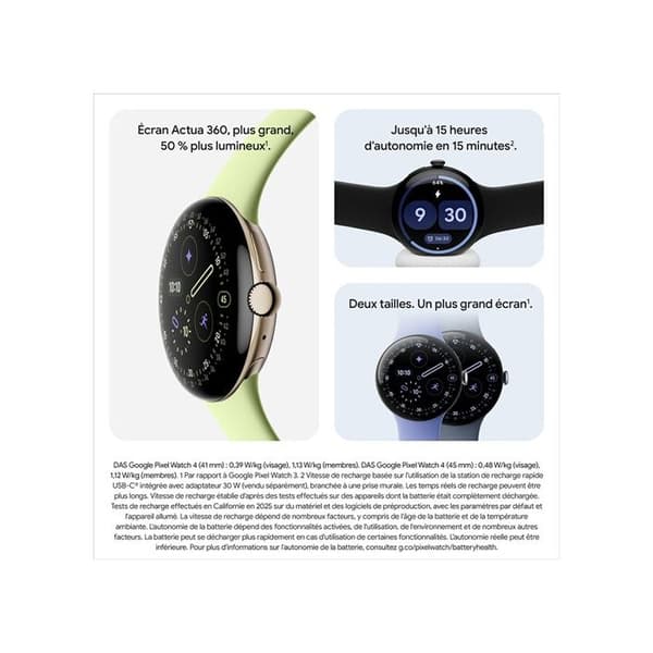 Klocka - GOOGLE - Pixel Watch 4 - 45 mm - Bluetooth - Matt svart - IP68