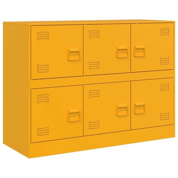 vidaXL Buffé gul senap 99x39x73 cm stål 841796