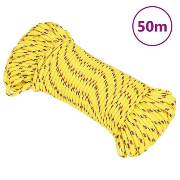 152598 vidaXL Båtrep Gul 5 mm 50 m Polypropen