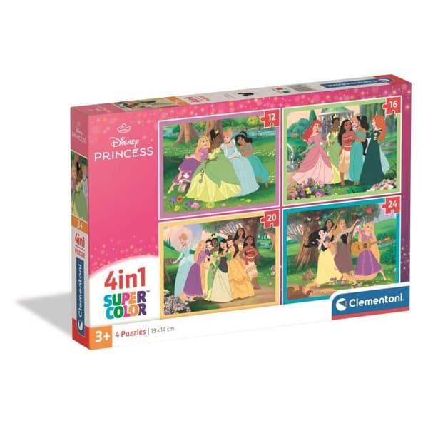 CLEMENTONI - Pussel 4 i 1 - Disney Princess