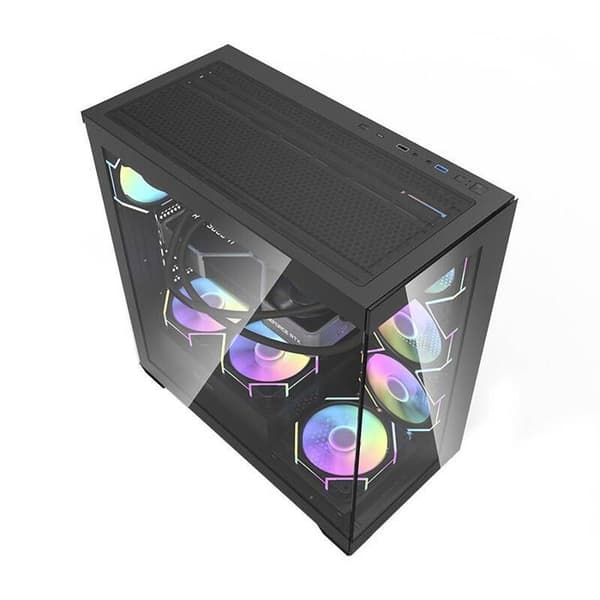 Datasystem - DARKFLASH - DS900 - 7 ARGB-fläktar - ATX-kompatibilitet - Svart