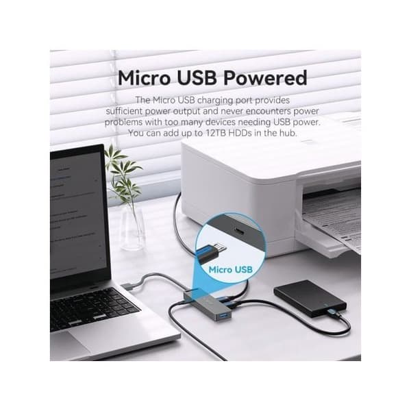 HUB USB 3.0 - VENTION - Svart - Ströminterface - Multifunktionell - Datoraccessoarer