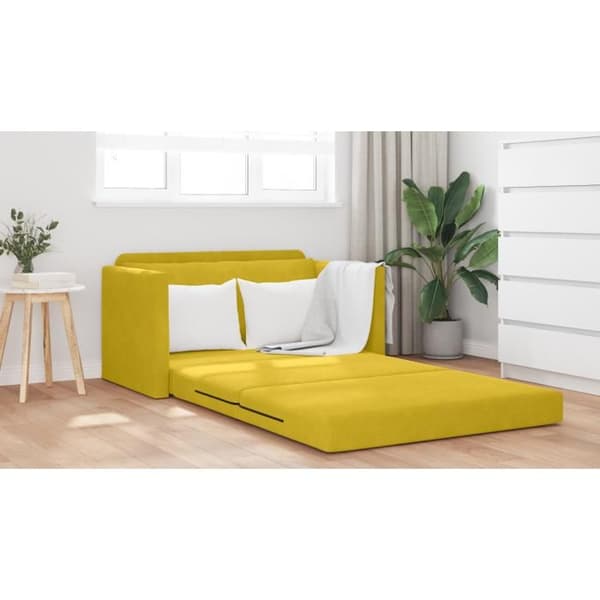 2-i-1 Soffa i gul sammet 124x204x61 cm