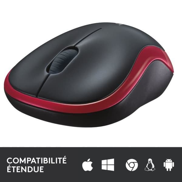 Mus - Trådlös - Logitech - M185 - Röd - Ambidextrös