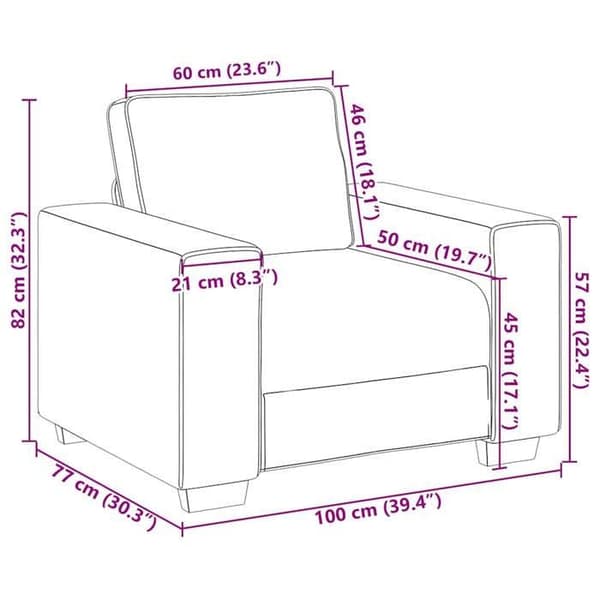 vidaXL Mörkgrå fåtölj 100x77x82 cm i ribbad sammet 4105187