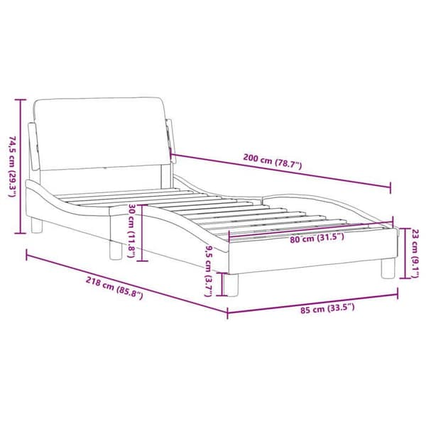 vidaXL Dover sängram ljusgrå 80x200 cm tyg 373065