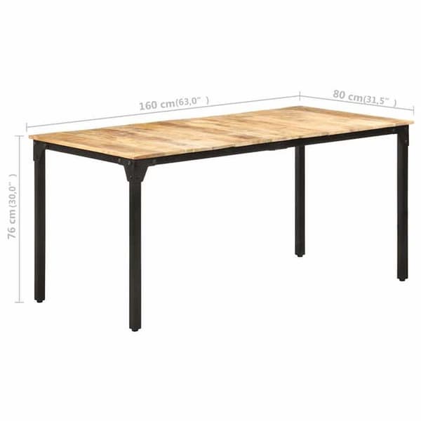 vidaXL Matbord 160x80x76 cm Rå mangoträ 321974