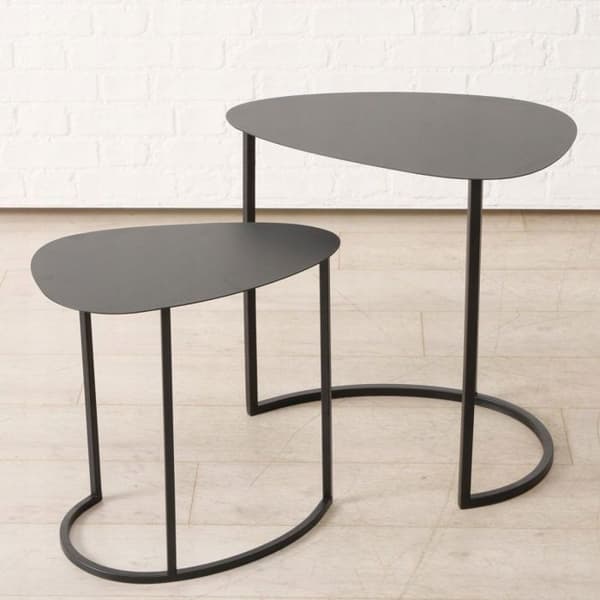 Soffbord - BOLTZE - JERRY - Set med 2 bord - Metall - Droppform - Grå