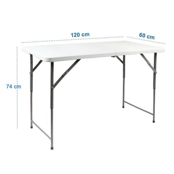 Fällbord - TODECO - 120x60cm - Höjdjusterbar - Lätt - Hållbar