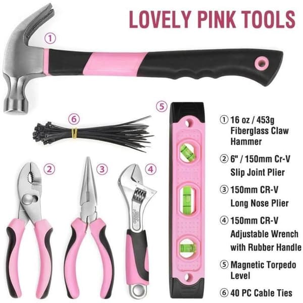 WORKPRO Verktygssats Rosa 103 Delar