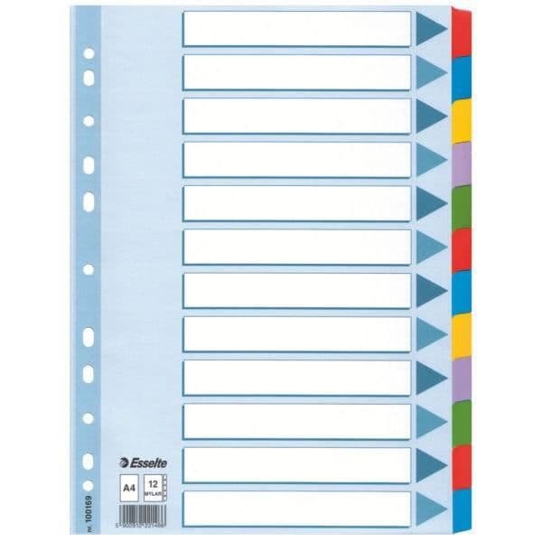 ESSELTE Mylar A4 Divider 12 nycklar