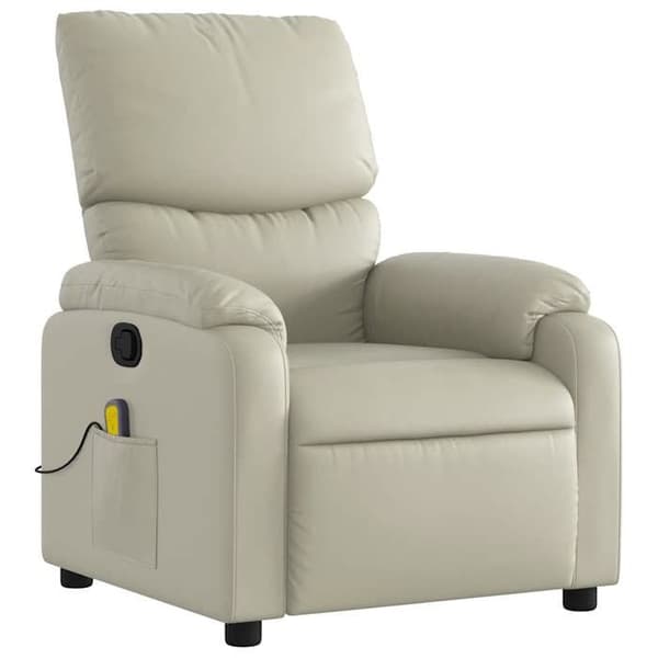 vidaXL Massagefåtölj Krämläder 373442